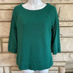 Merona Heather Teal 3/4 Sleeve Sweatshirt Top Size S
